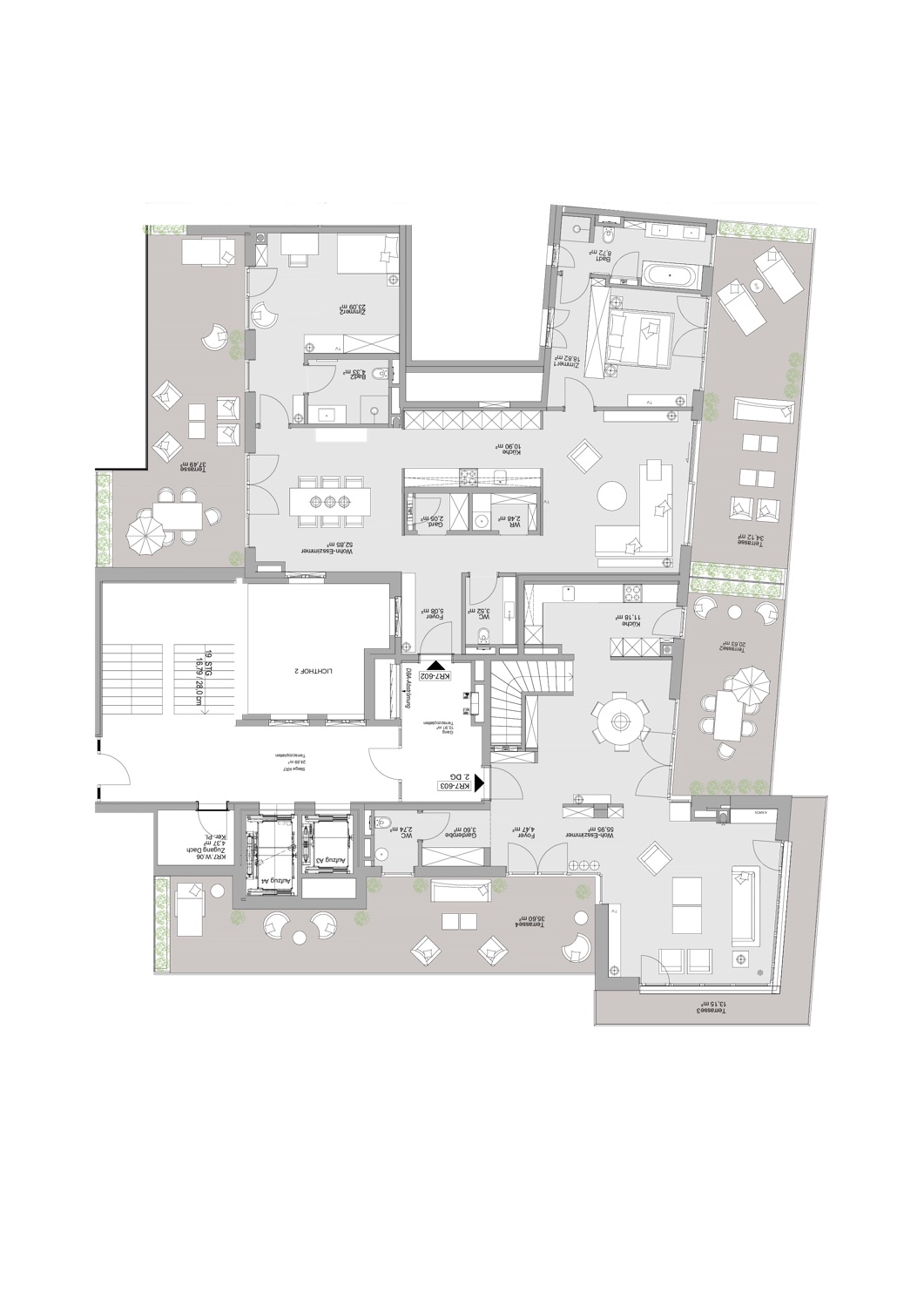 Zusammenlegung und Grundrissoptimierung eines Penthouses - Vorher-Bild