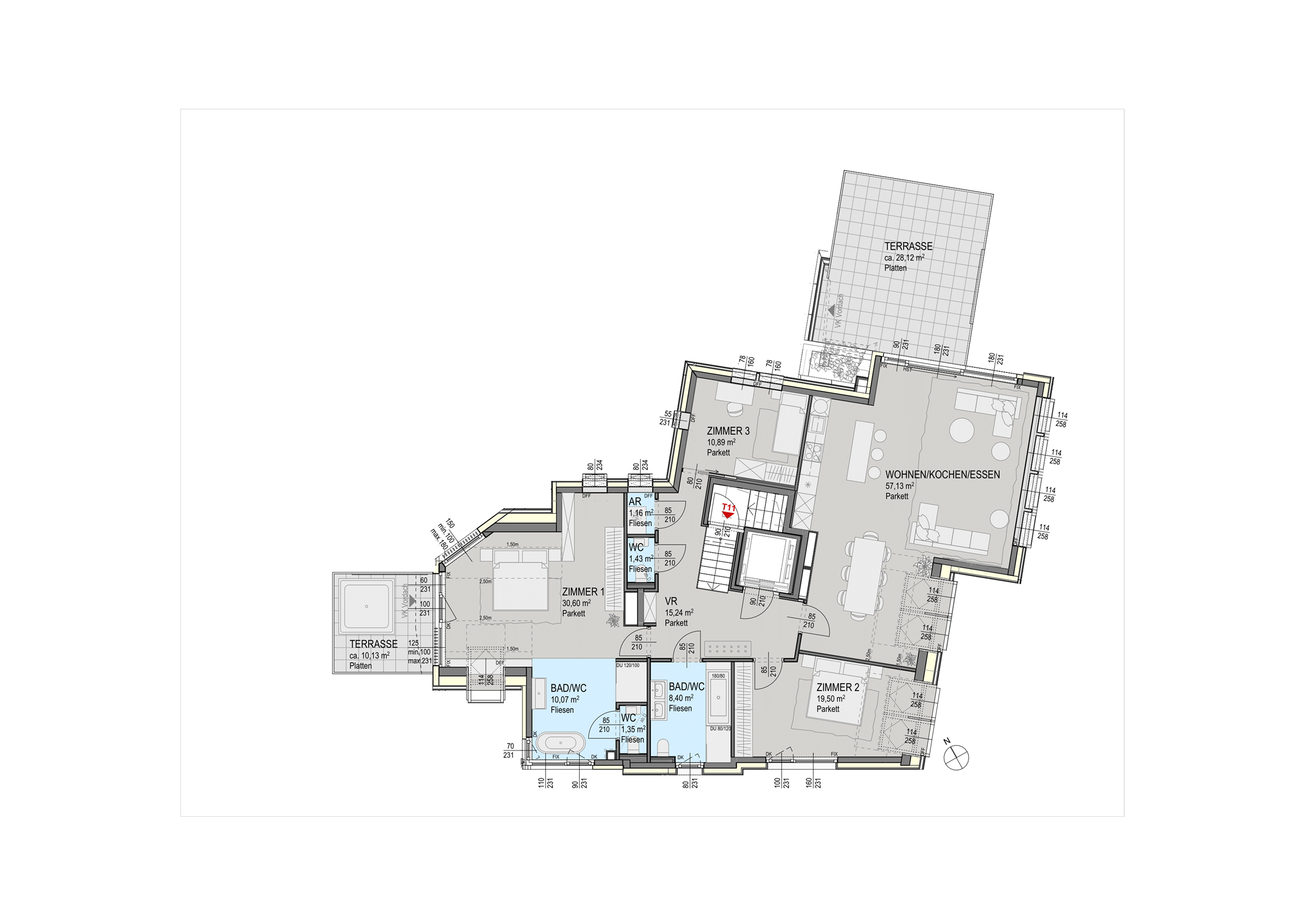 Grundrissoptimierung einer Wohnung - Vorher-Bild